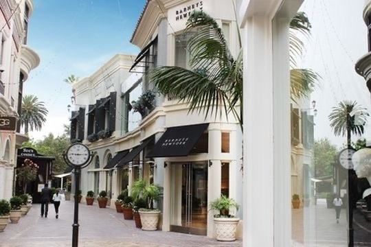 A white luxury retail storefront on Rodeo Drive framed by palms, a visible but short-horizon consumer signal